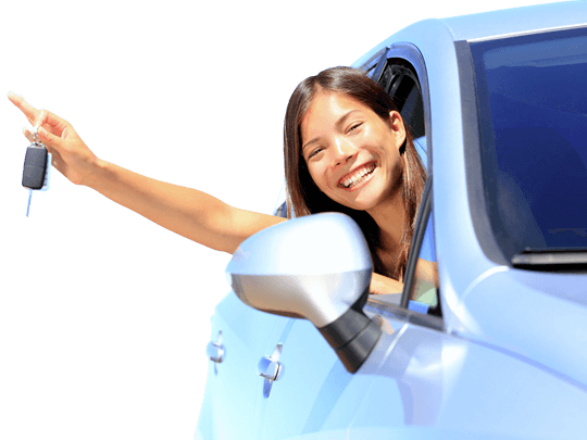 Girl having driving lesson
